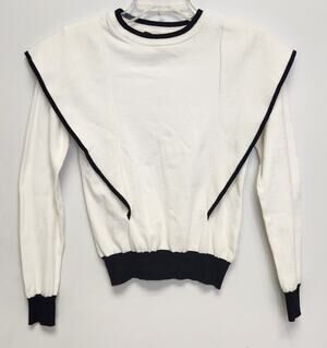 HAODUOYI Womens Black & White Long Sleeve Top-Size Small